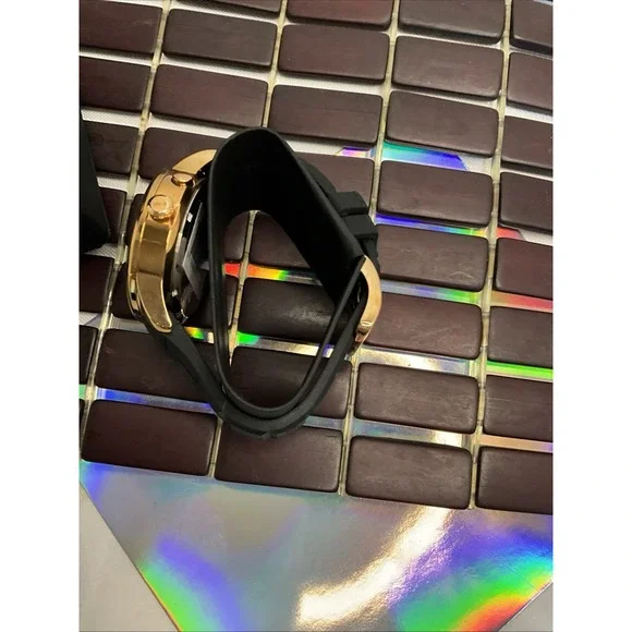 Kyboe Men Giant 48MM‎ Black Case Black Silicone Band Gold Trim Light Up New - Picture 4 of 6